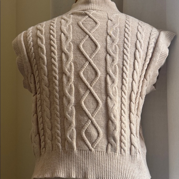 Women's Cable Knit Sweater- Cream - Picture 5 of 6